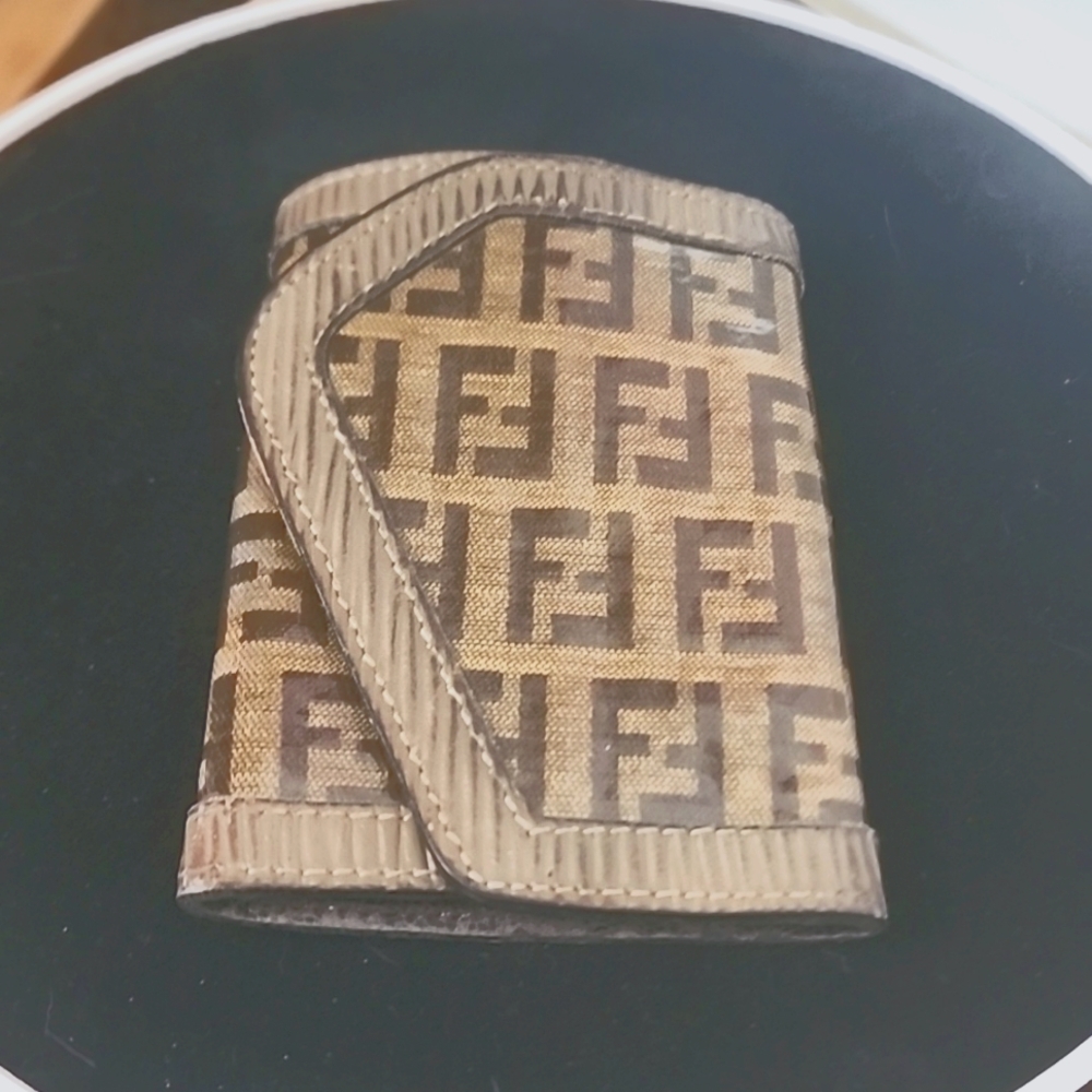 Authentic Fendi Zucchino Brown Key Holder